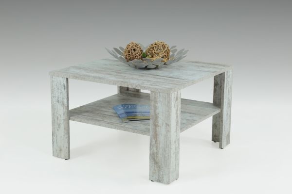 Couchtisch Tisch "Loco 2" 68x68 cm mit Ablageboden Vintage Eiche