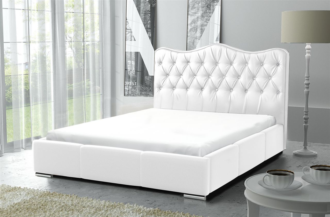 Polsterbett Schlafzimmerbett SULTAN Kunstleder Weiss 140x200cm