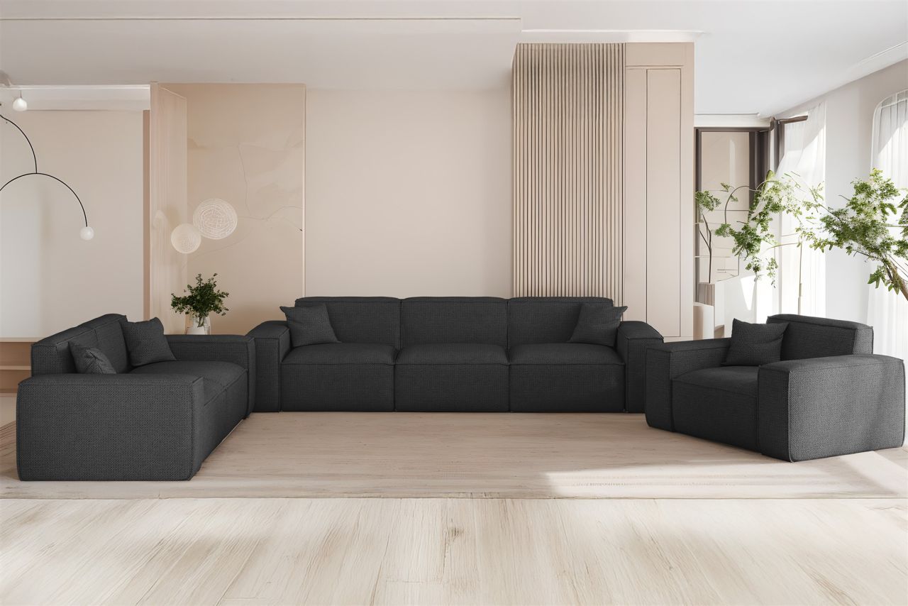 Sofaset ersofa CELES PREMIUM 3-2-1 in Stoff Artico Anthrazit