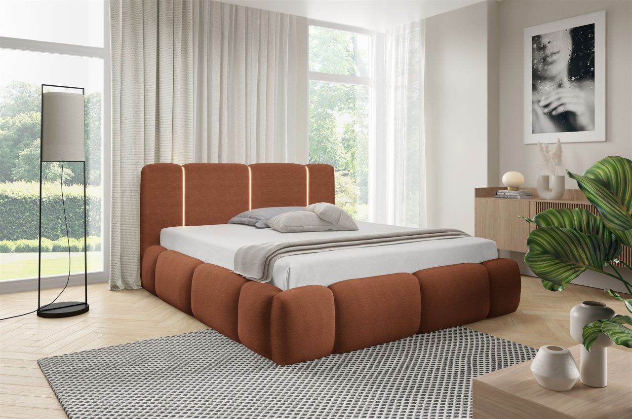 Polsterbett Schlafzimmerbett SPRINGS Komplettset 200x200cm in Stoff Lambi Kor...