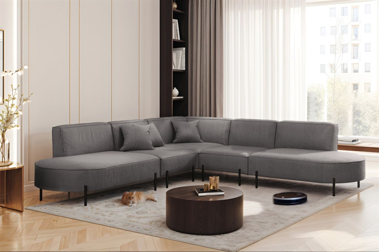 Ecksofa ersofa VALENCIA Stoff Scala Grau Universal