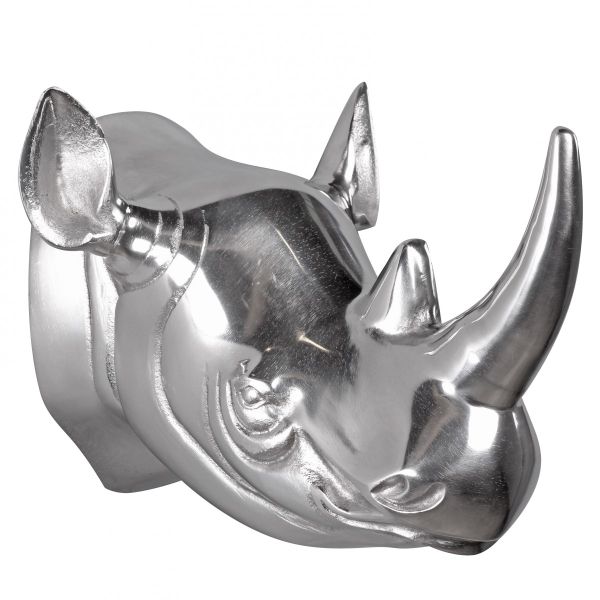 Deko Geweih Nashorn aus Aluminium Wanddekoration Farbe Silber