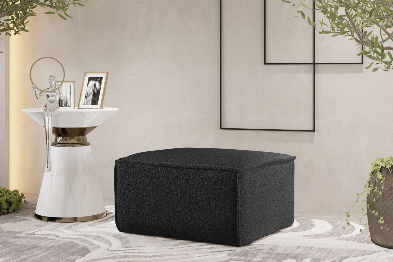 Polsterhocker erhocker CELES PREMIUM 65x65 cm Stoff Ascot Bukla Schwarz