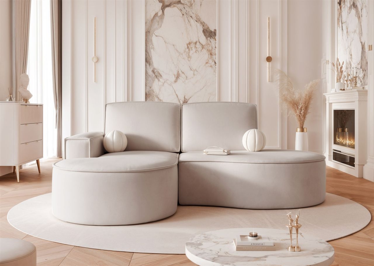 Ecksofa ersofa Sofa ARLET in Stoff Riviera Hellbeige Ottomane Links