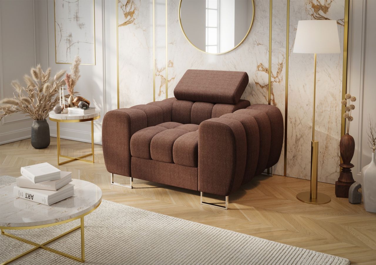 Sessel ersessel BASTIEN in Stoff Gemma Pflaume