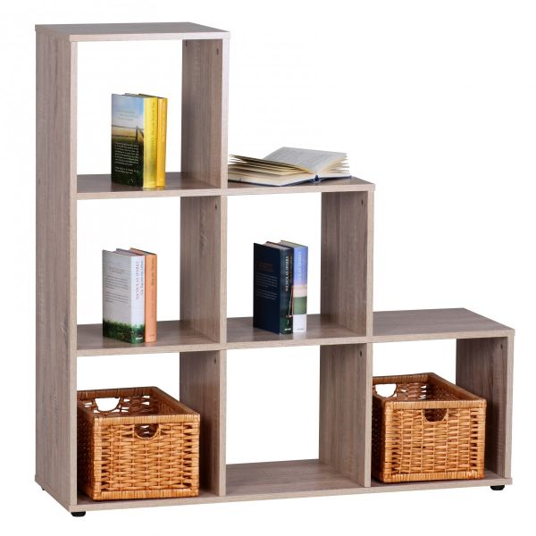 Wohnregal LOBI Dekor Sonoma mit 6 Fächern 110 cm