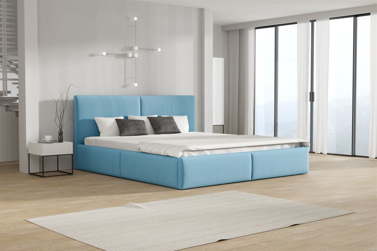 Polsterbett Doppelbett BERGEN 120x200cm Stoff Magic Velvet Sky