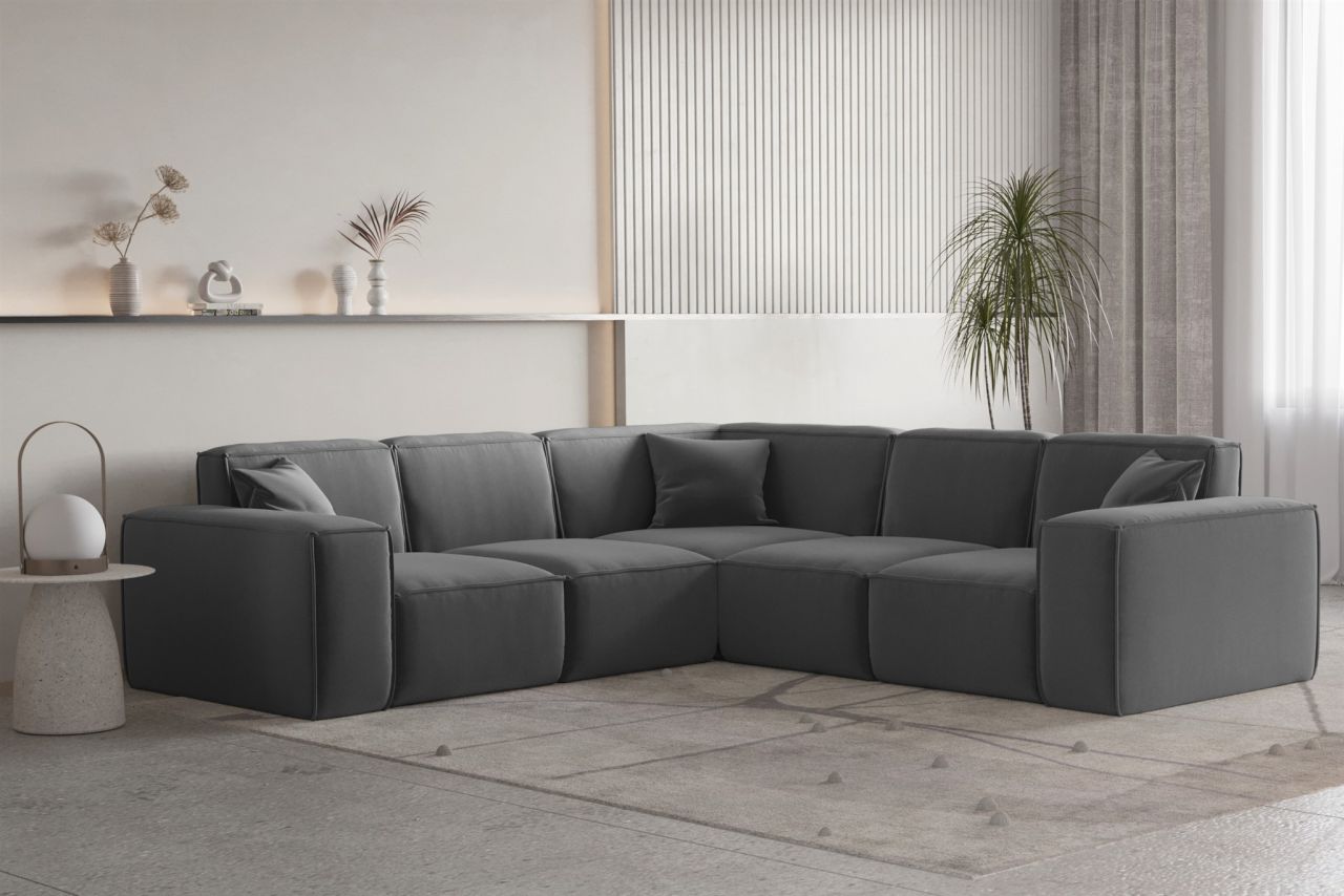 Ecksofa ersofa CELES PREMIUM Stoff Opera Velvet Dunkelgrau Seite Universal