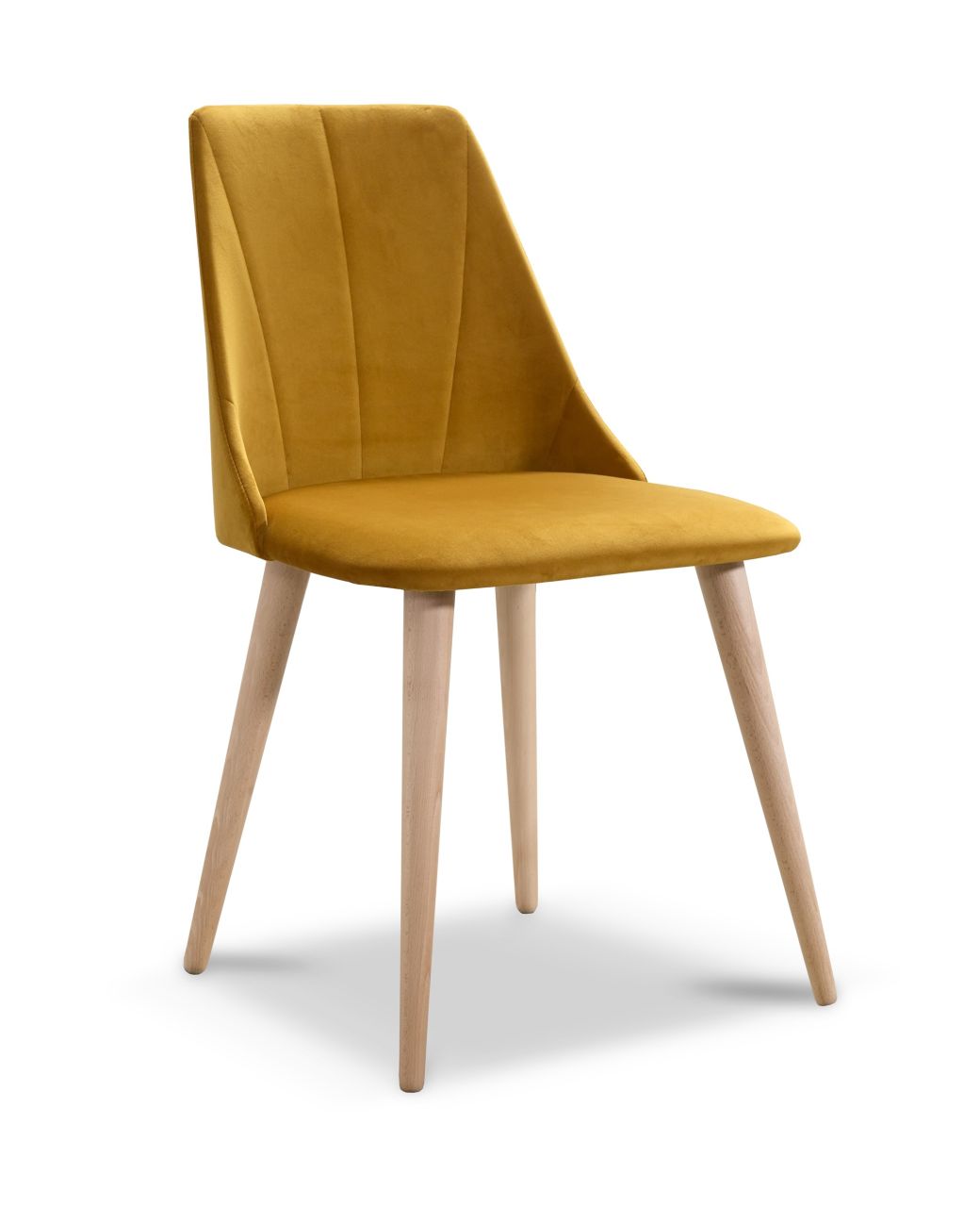 Esszimmerstühle Stuhle 2er Set CAROS Massivholz Buche Stoff Gelb