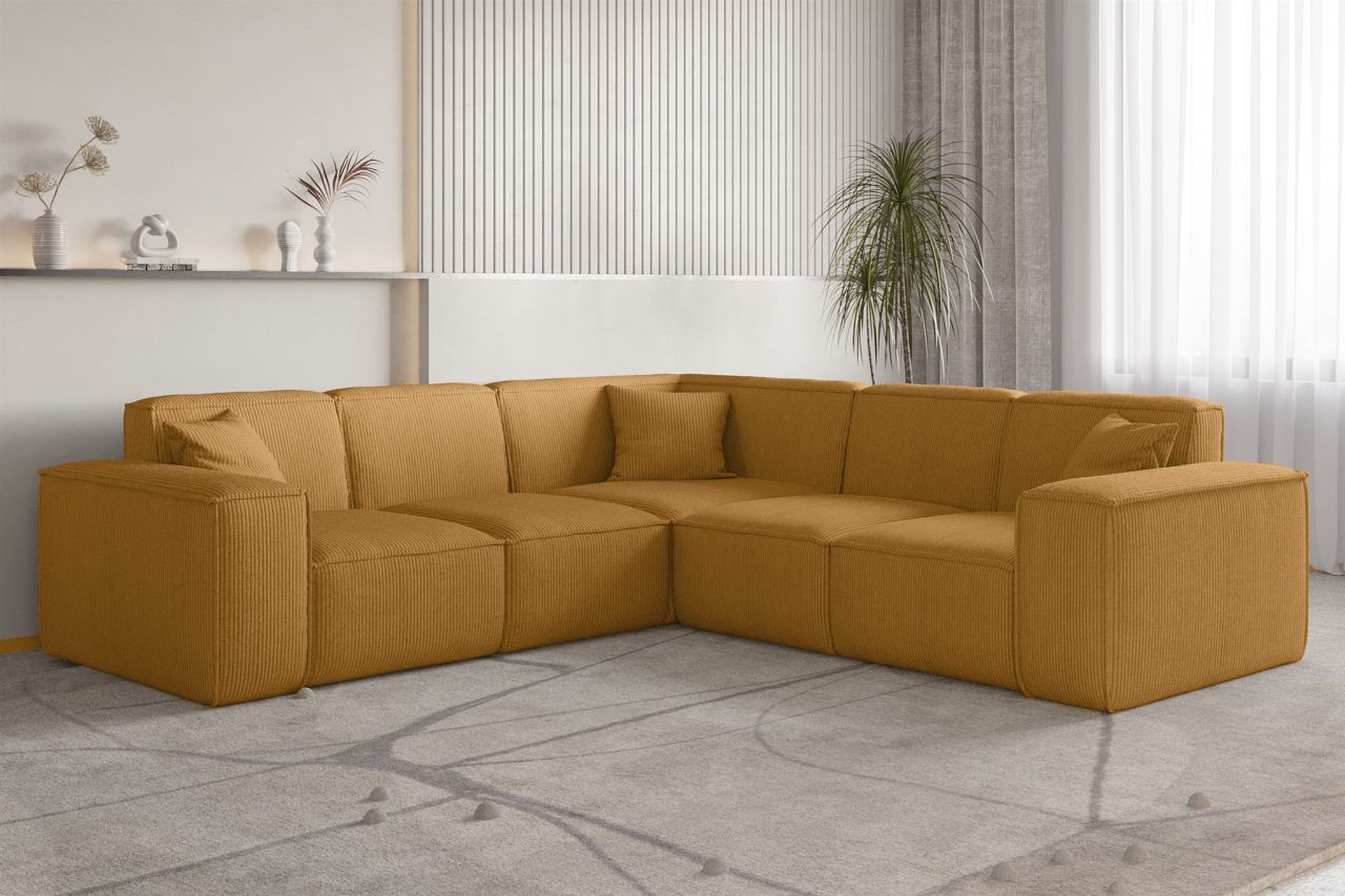 Ecksofa ersofa CELES PREMIUM in Stoff Scala Senfgelb Seite Universal