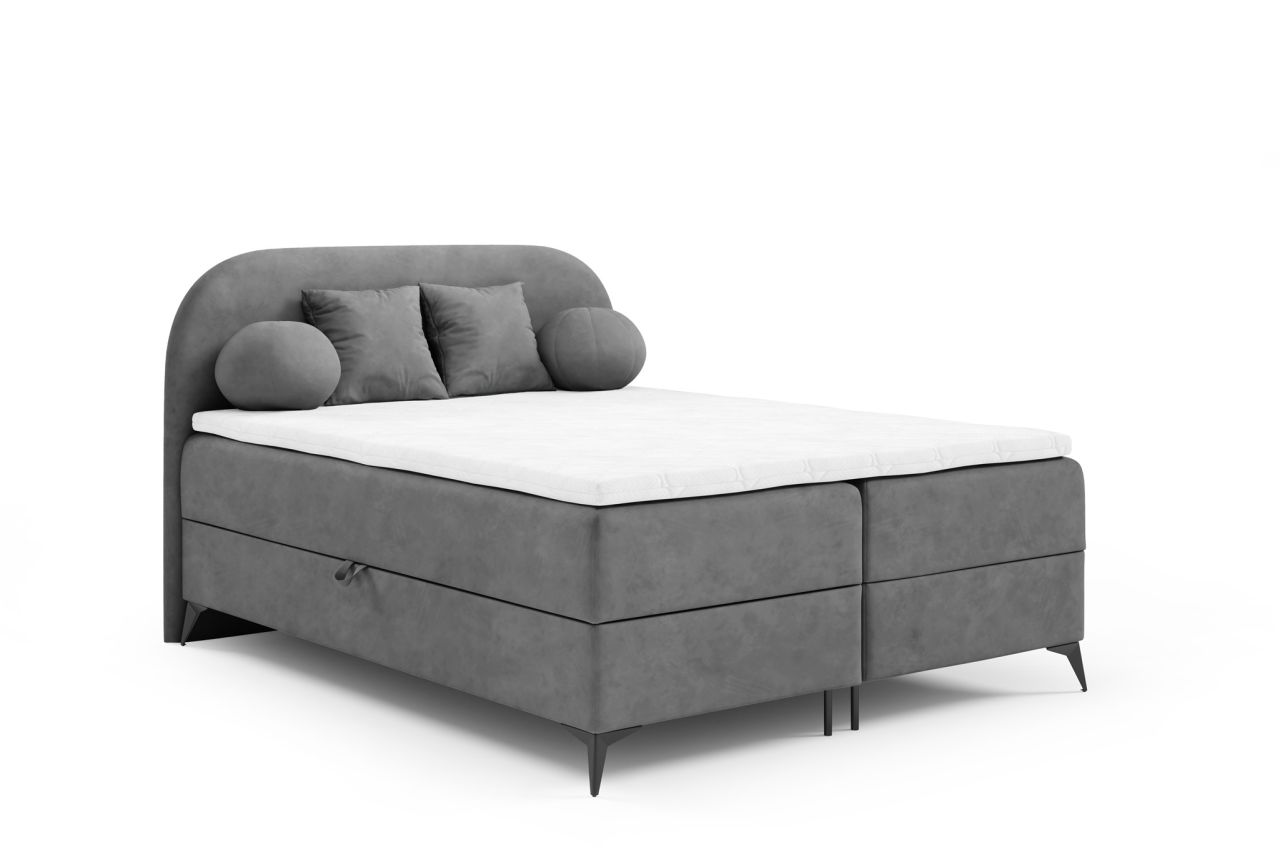 Boxspringbett Schlafzimmerbett GORGIA 140x200cm Stoff Jasmin Grau