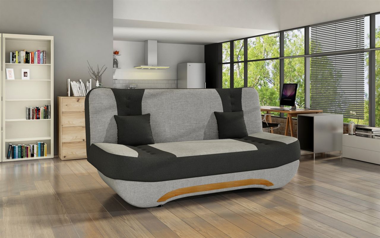 Klick-klack-Sofa Schlafsofa KANDY in Stoff Sawana Grau-Schwarz