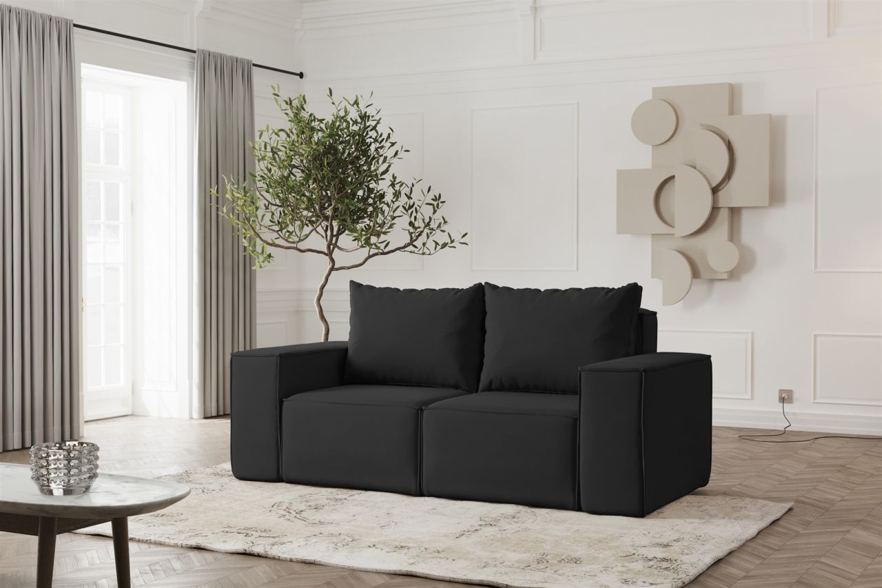 Sofa ersofa ESTELLE 2-Sitzer in Stoff Opera Velvet Schwarz