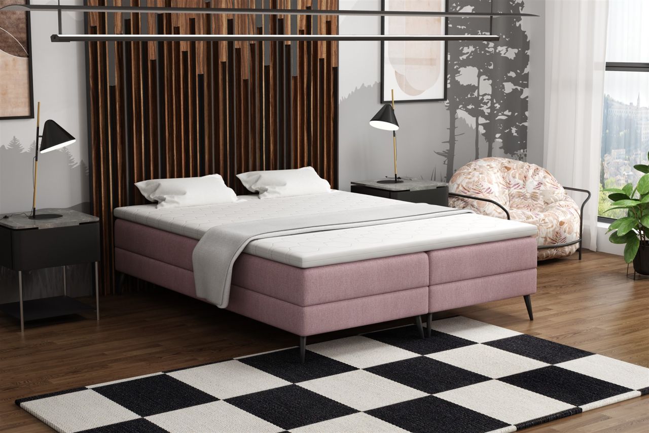 Boxspringbett Schlafzimmerbett BREST 120x200cm Stoff Soro Rosa