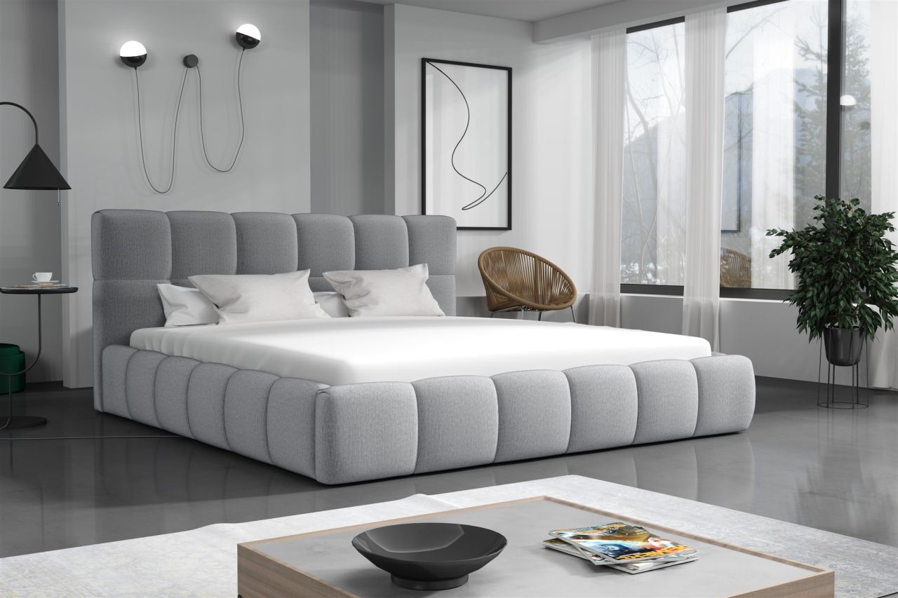 Polsterbett Doppelbett GIOTTO 160x200cm Stoff Monolith Grau