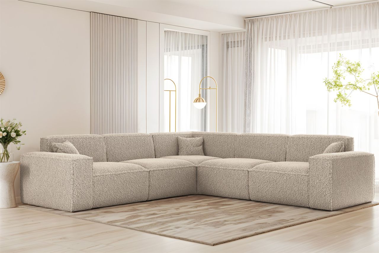 Ecksofa ersofa CELES PREMIUM in Stoff Sven Cappuccino Seite Universal