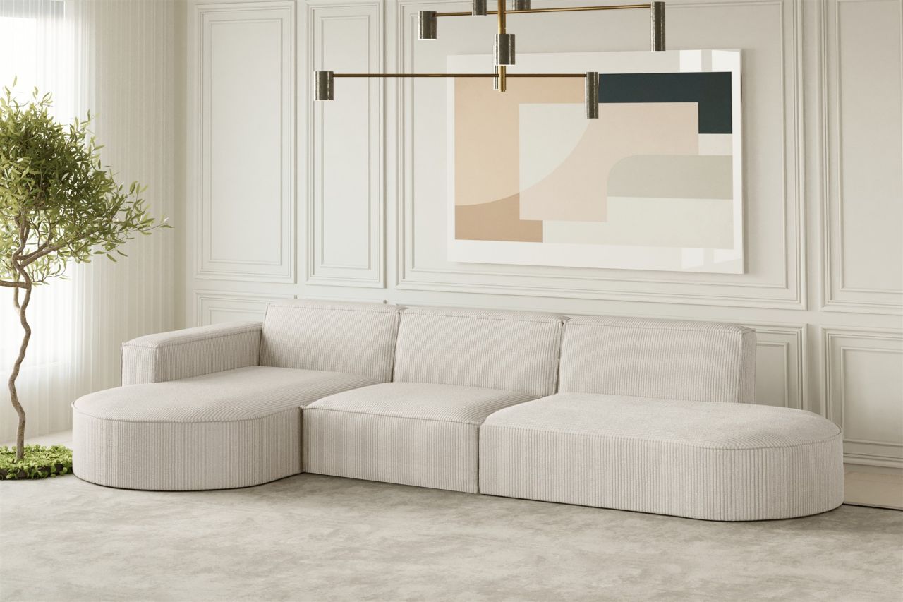 Ecksofa ersofa PALMA in Stoff Scala Sand Ottomane Links