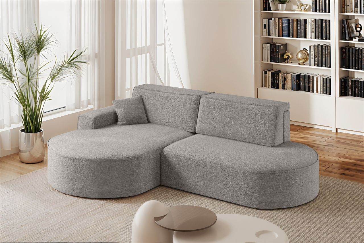 Ecksofa Schlafsofa Sofa VENEDIG Stoff Arena Grau Ottomane Links