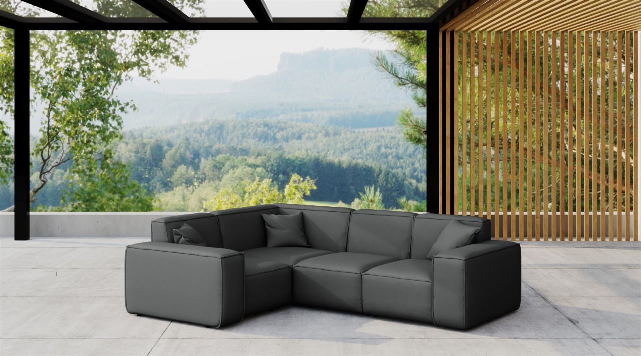 Garten Ecksofa SUMMER wetterfester Stoff NXL Anthrazit kurzer Schenkel Links