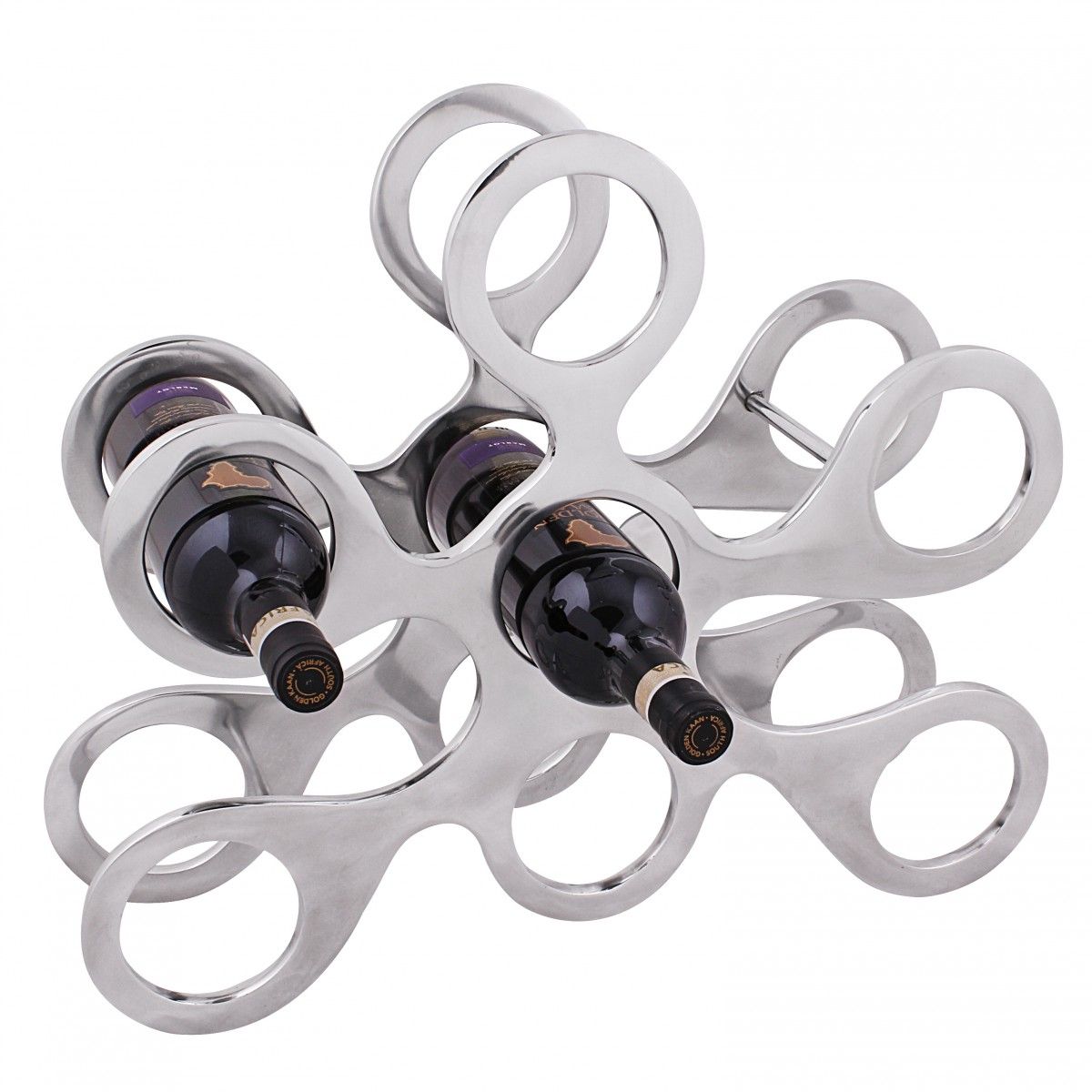 Weinregal  43 cm für 7 Flaschen Aluminium Silber