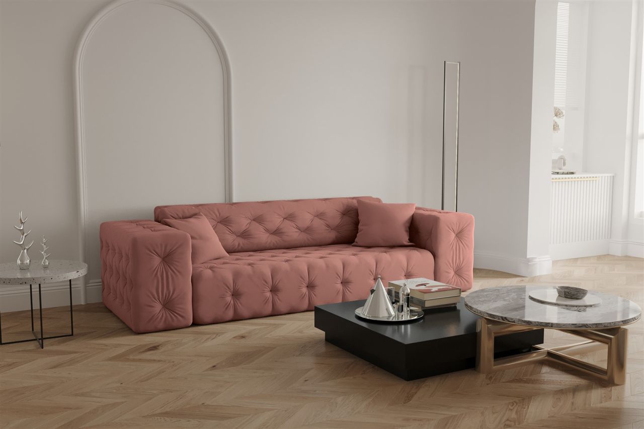 Sofa ersofa CHANTAL 3-Sitzer in Stoff Opera Velvet Koralle