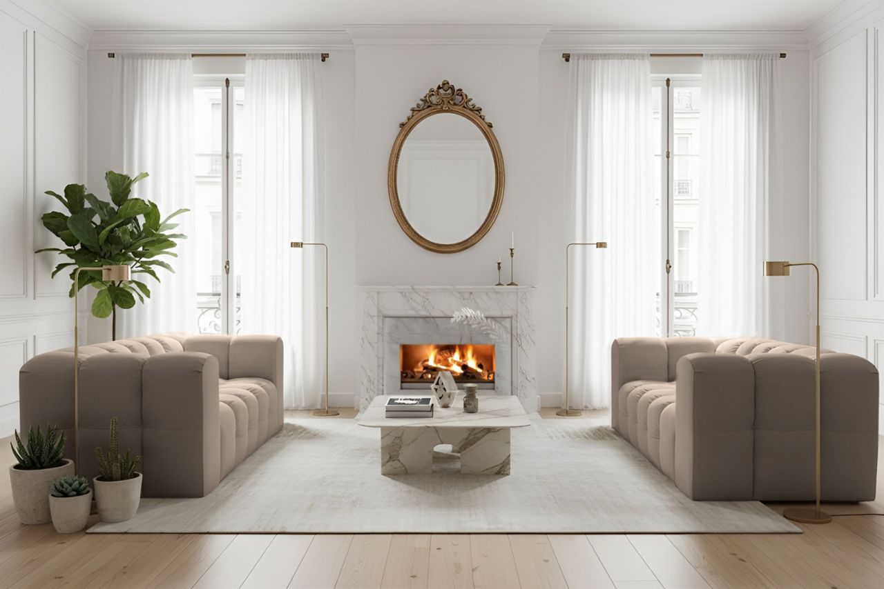 Sofaset ersofa SOLVIE 2-2 in Stoff Tiffani Taupe