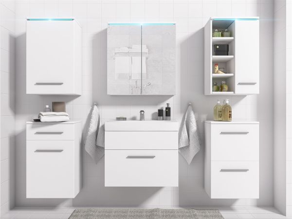 Badmöbel Set 7-Tlg Weiss matt MAXI inkl.Waschtisch