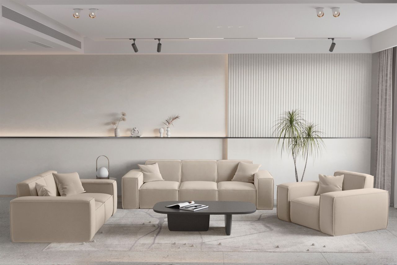 Sofaset ersofa CELES PREMIUM 3-2-1 in Stoff Opera Velvet Sand