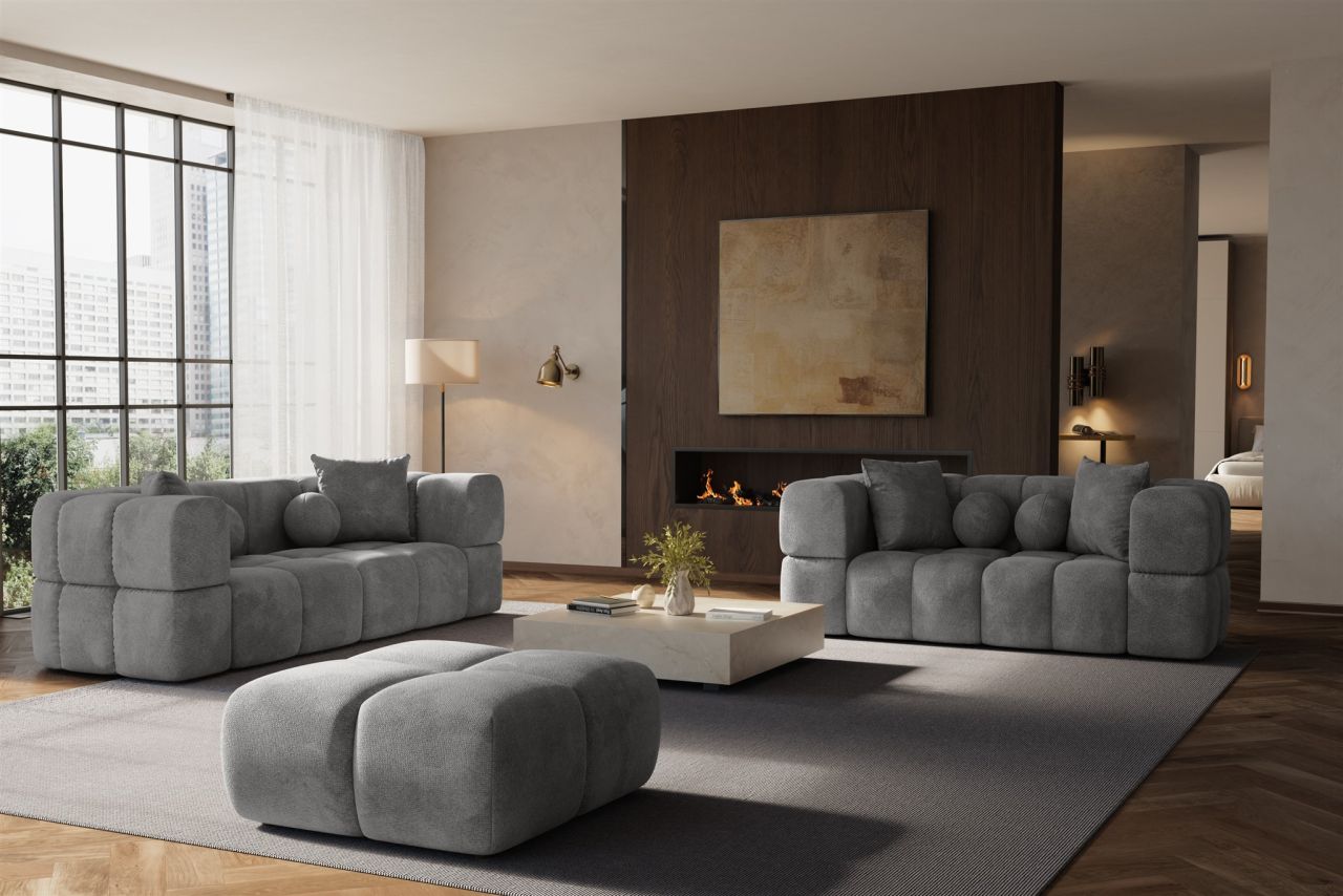 Sofaset ersofas VEGA 3-2 inkl. Hocker in Stoff Egon Grau