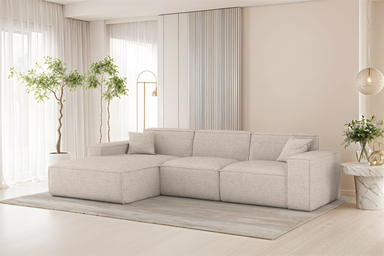 Ecksofa ersofa CELES PREMIUM in Stoff Artico Creme Ottomane Links