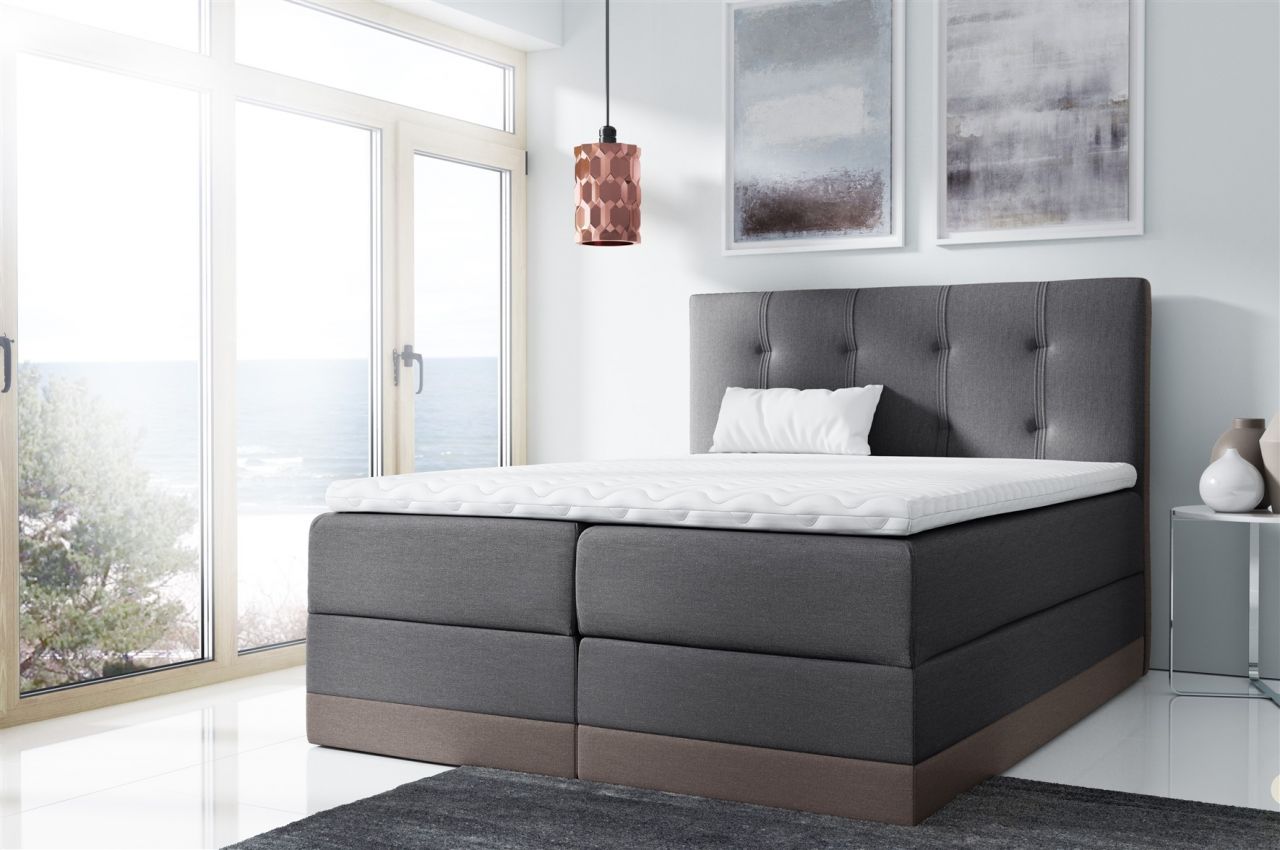 Boxspringbett Schlafzimmerbett BALEA 180x200cm Grau-Braun