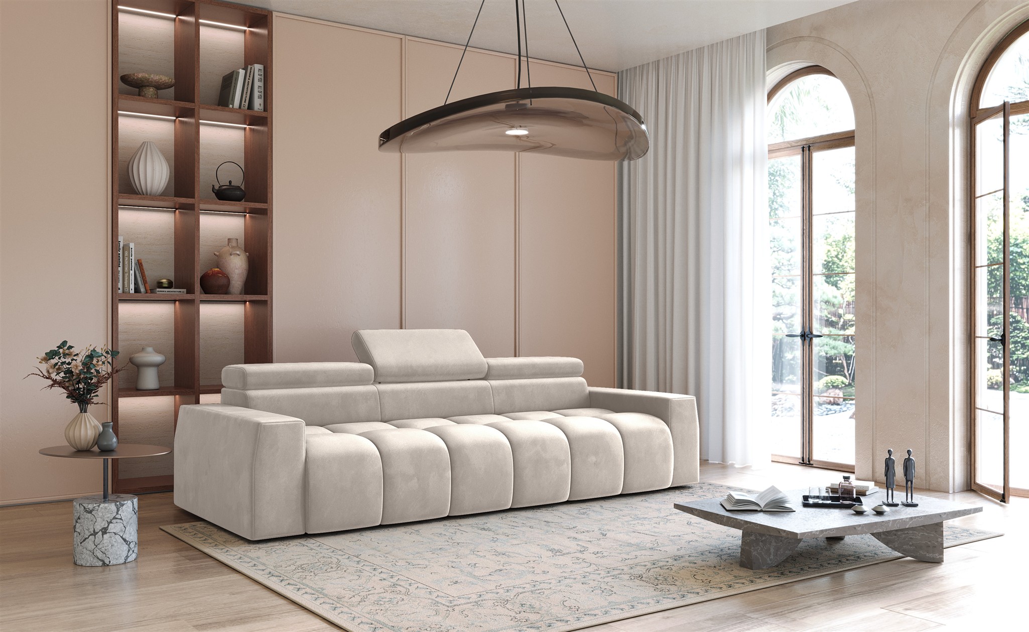 Bigsofa Couchgarnitur DARCY Megasofa in Stoff Salvador Beige | Bigsofas | Polstermöbel