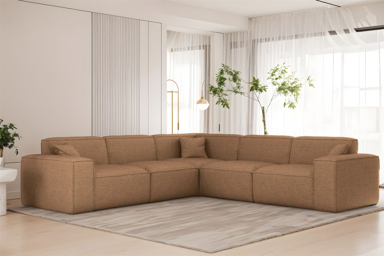 Ecksofa ersofa CELES PREMIUM in Stoff Artico Rostbraun Seite Universal