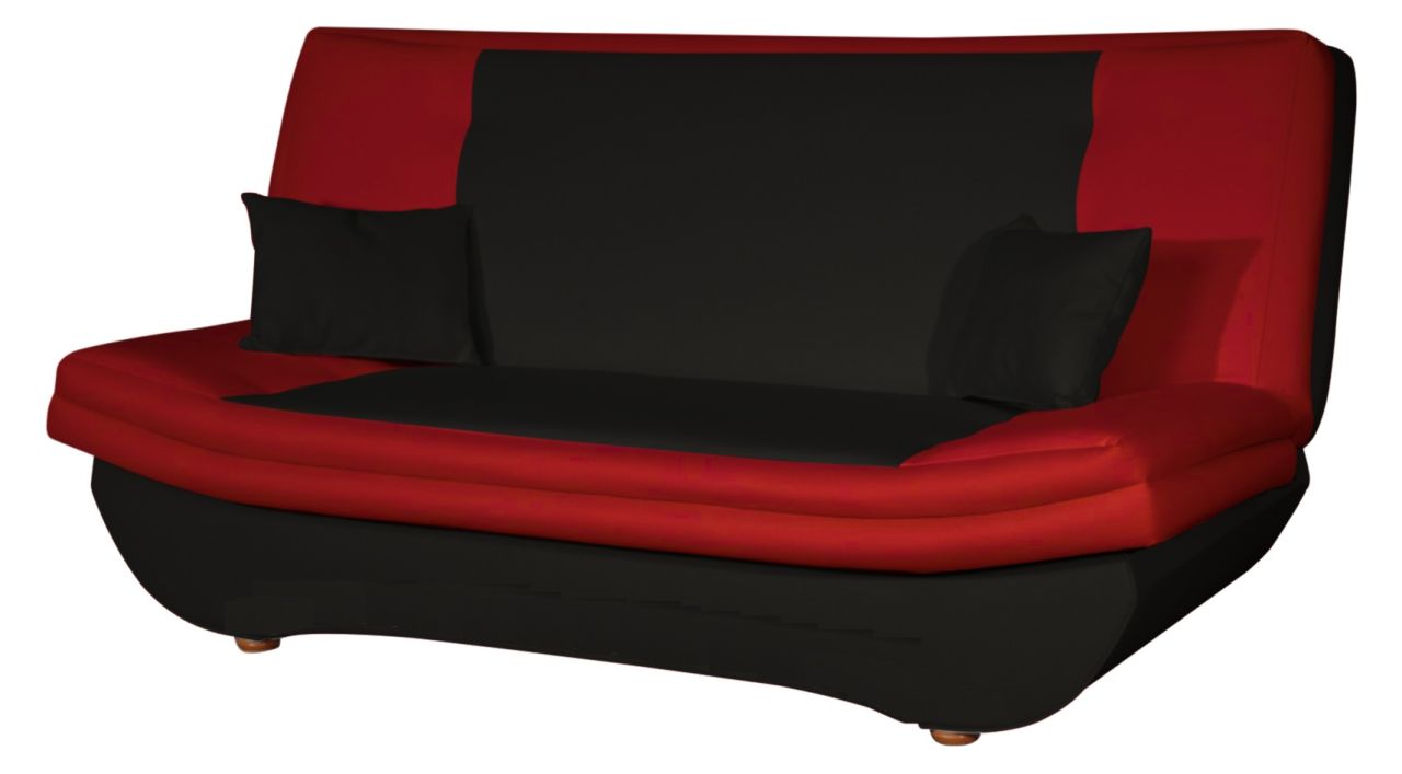 Klick-klack-Sofa Schlafsofa KANDY in Kunstleder Schwarz-Rot