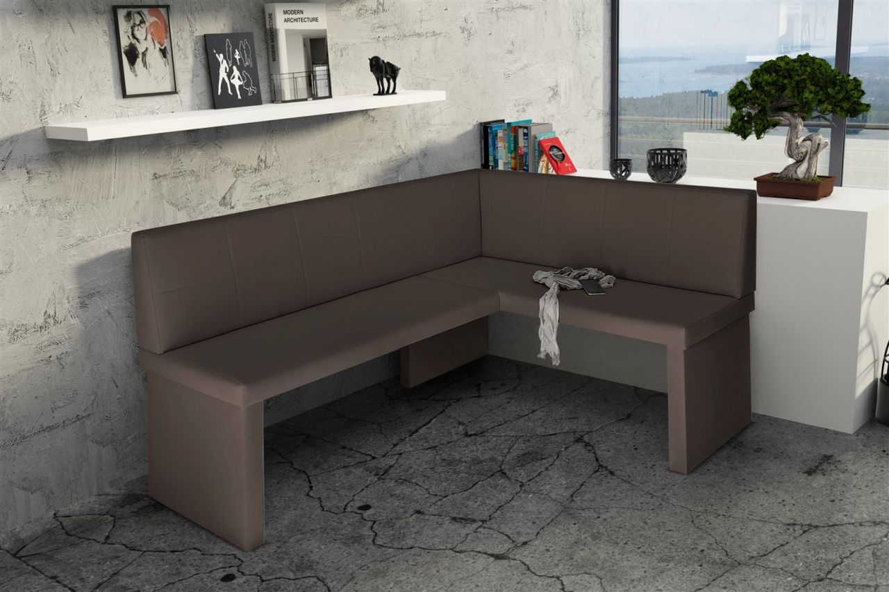 Eckbank Bank Küchenbank 168 x 128 cm -ROBIN L -Kunstleder Braun