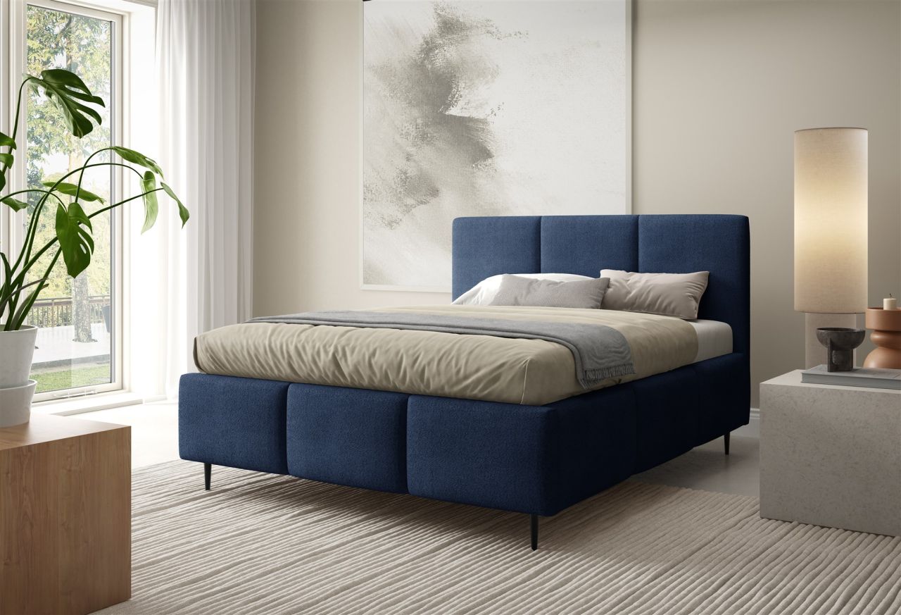 Polsterbett Schlafzimmerbett MIAMI Komplettset 140x200cm in Stoff Coral Blau