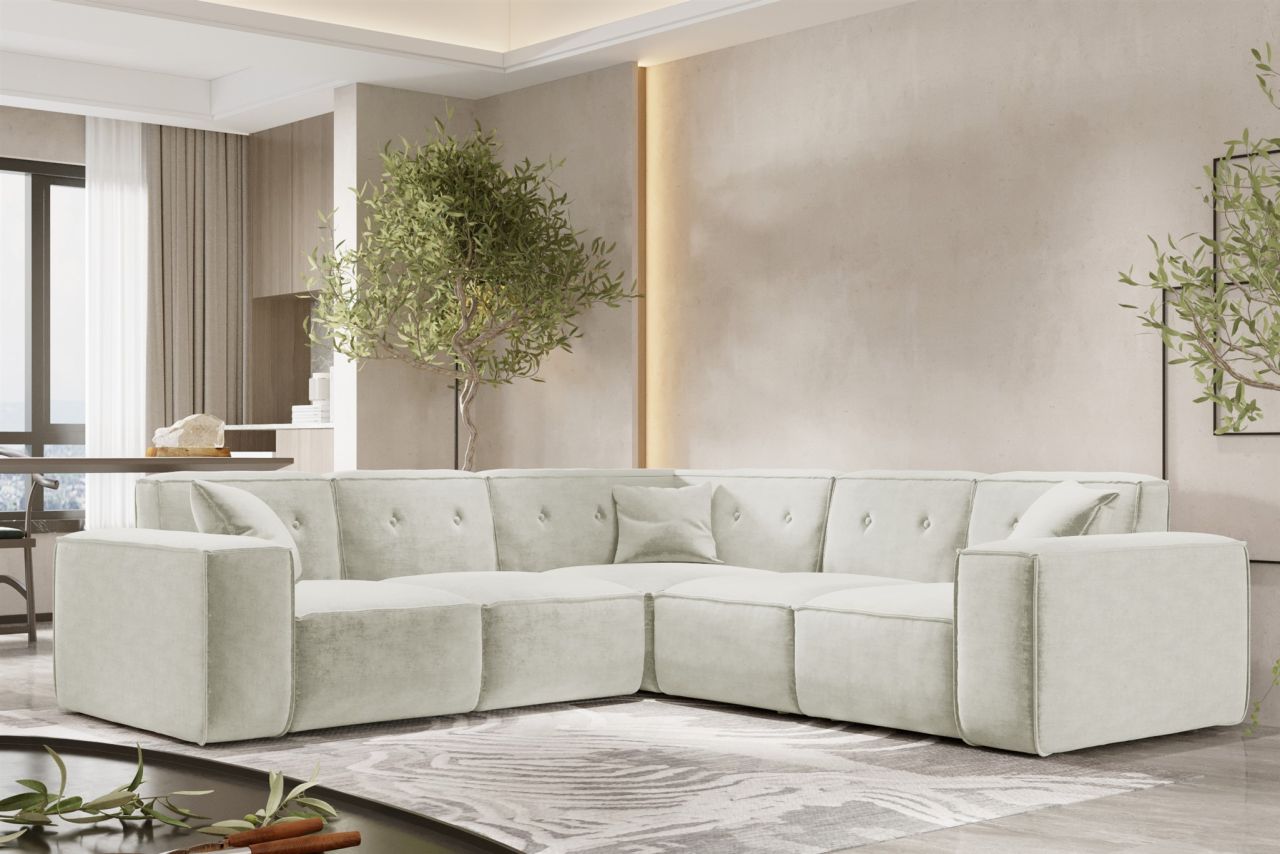 Ecksofa ersofa CESINA in Stoff Perfect Harmony Cremeweiß Seite Universal