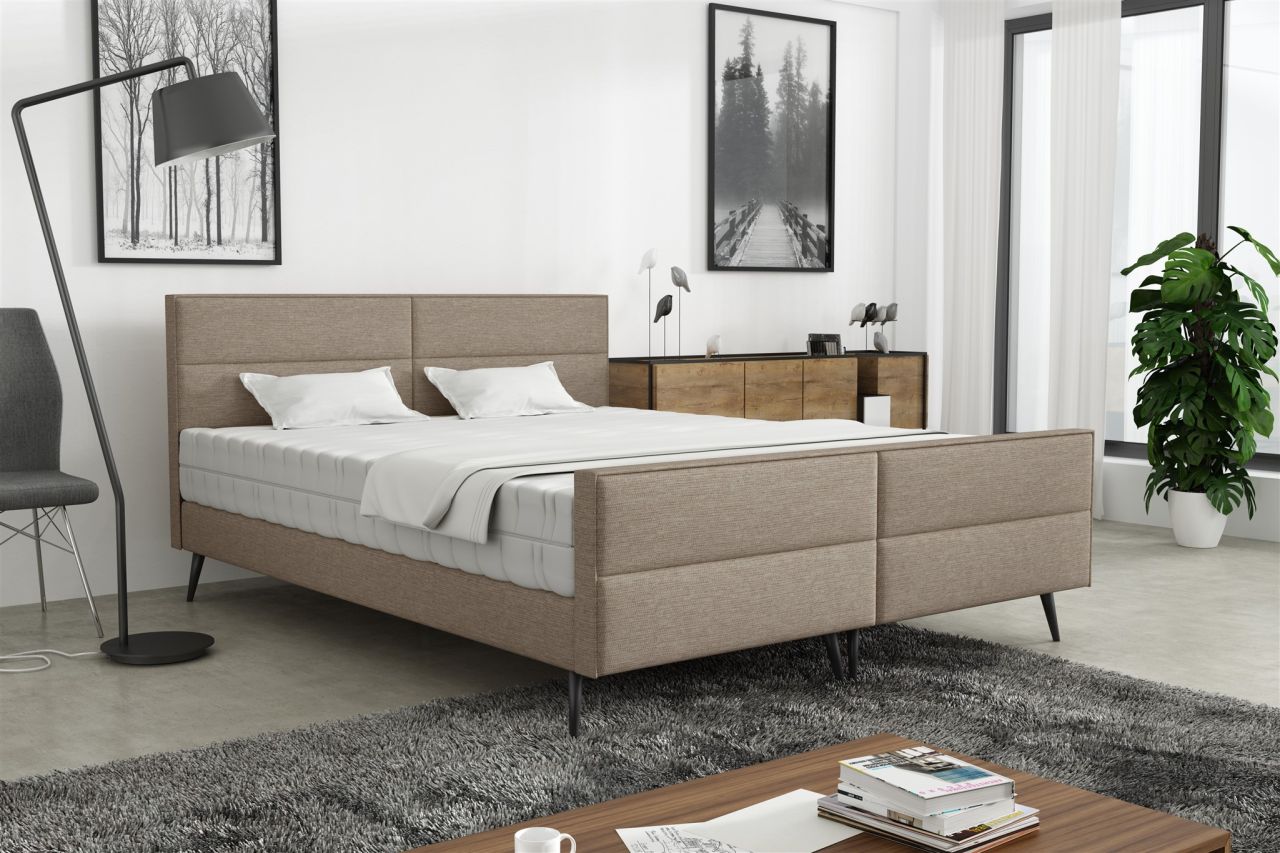 Polsterbett Doppelbett CREMONA 120x200cm Stoff Gemma Cappuccino ohne Matratze