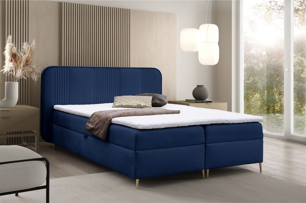 Boxspringbett Schlafzimmerbett AVERY 120x200cm Stoff Magic Velvet Blau