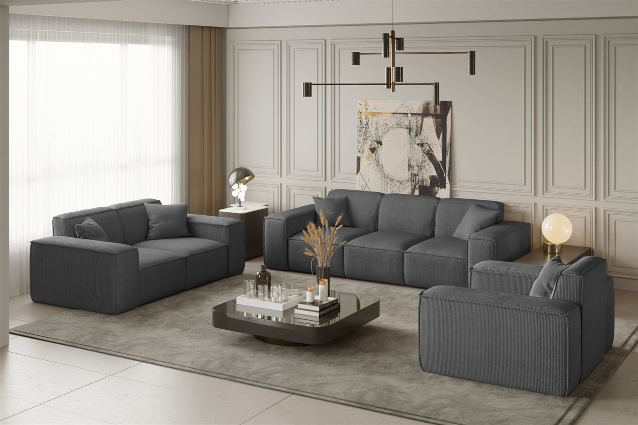 Sofaset ersofa CELES 3-2-1 in Stoff Scala Grau