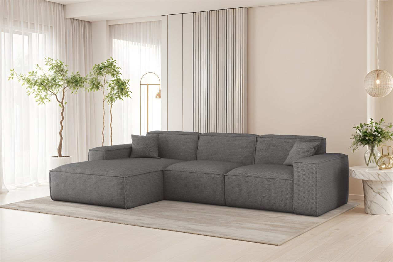 Ecksofa ersofa CELES PREMIUM in Stoff Artico Grau Ottomane Links