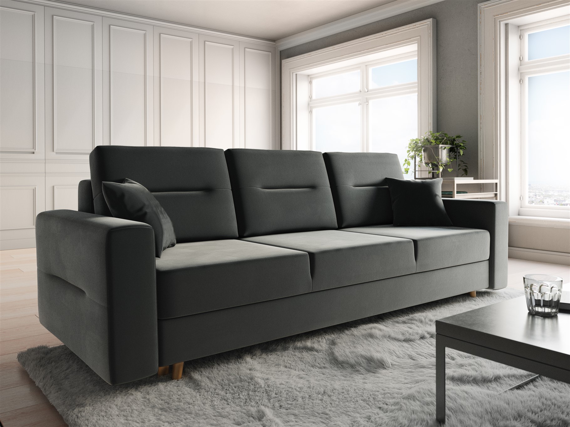Sofa 3-Sitzer BELMIRA mit Schlaffunktion Grau | Sofas (2 und 3-Sitzer) | Polstermöbel