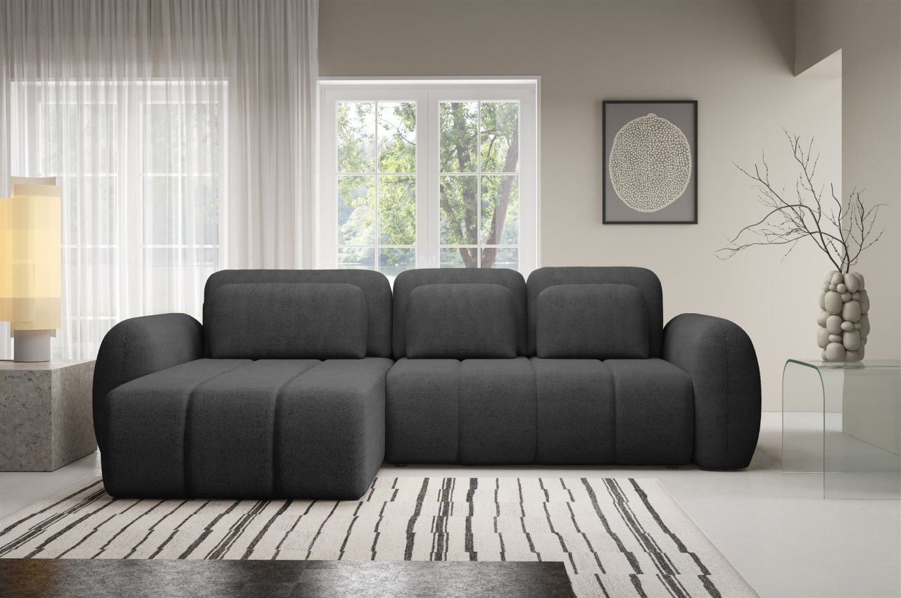 Ecksofa Schlafsofa Sofa CARIA in Stoff Quelle Anthrazit Ottomane Links