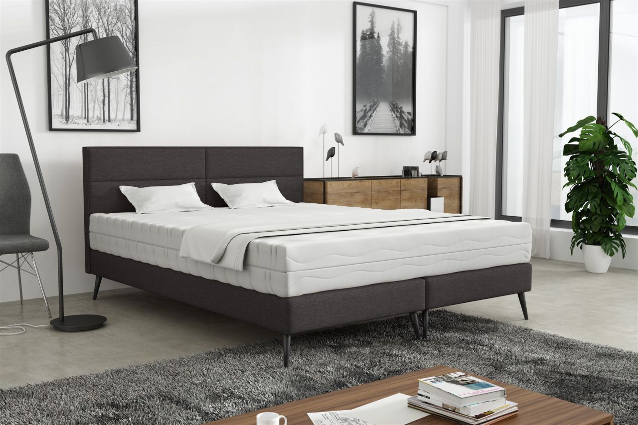 Polsterbett Doppelbett BERGAMO 120x200cm Stoff Gemma Anthrazit ohne Matratze