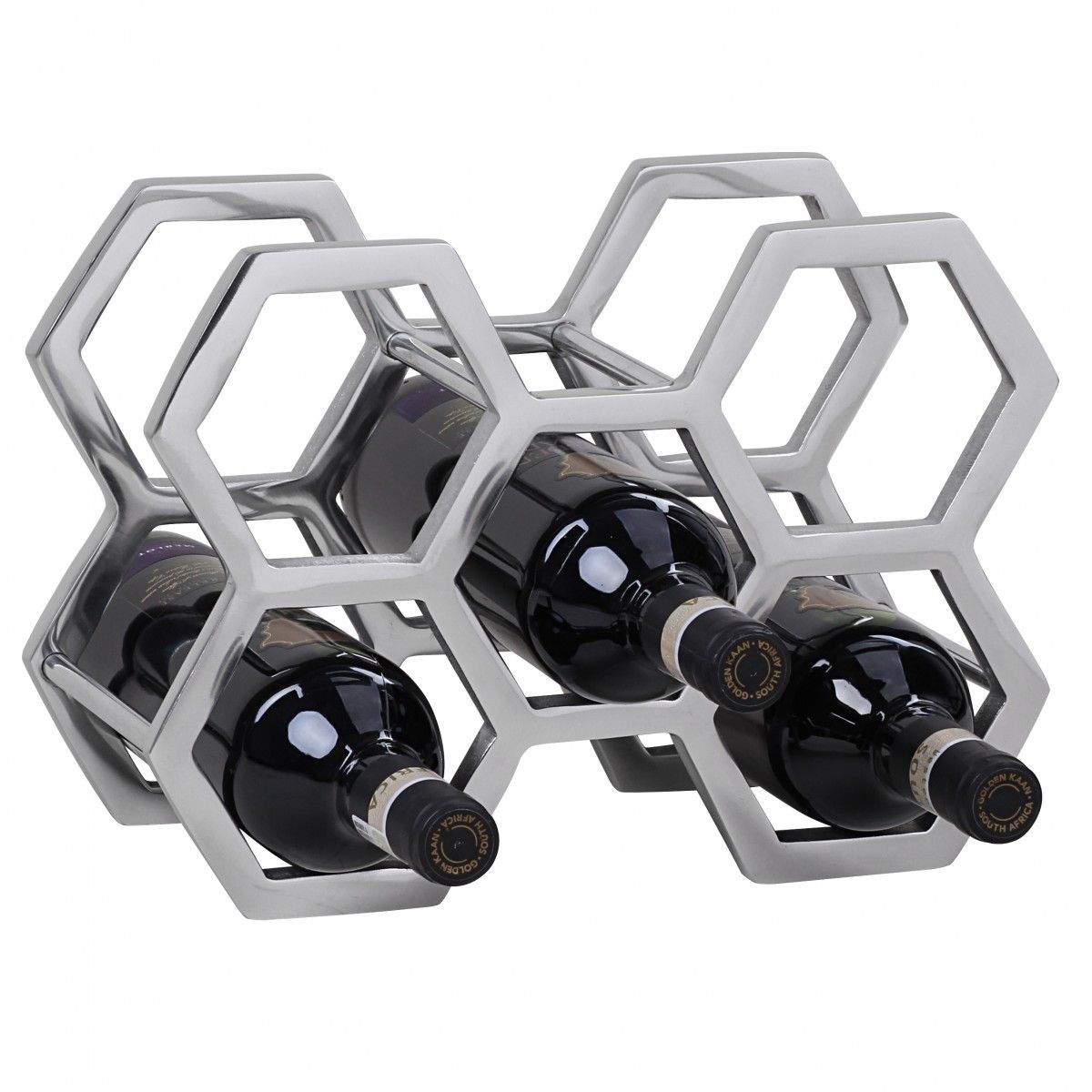 Weinregal  22 cm für 5 Flaschen Aluminium Silber