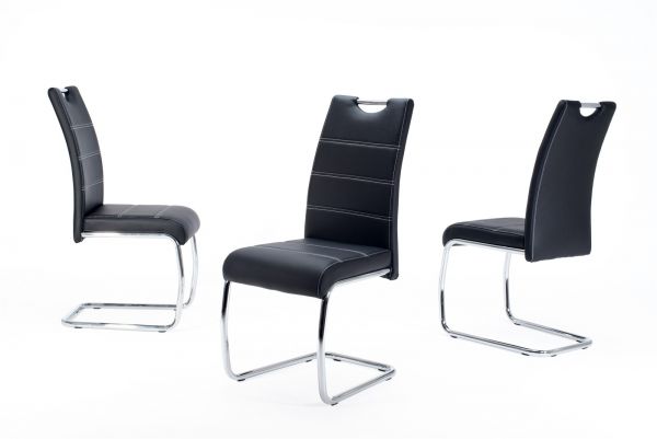 Esszimmerstühle Stuhl Freischwinger 4er Set ELENI Schwarz