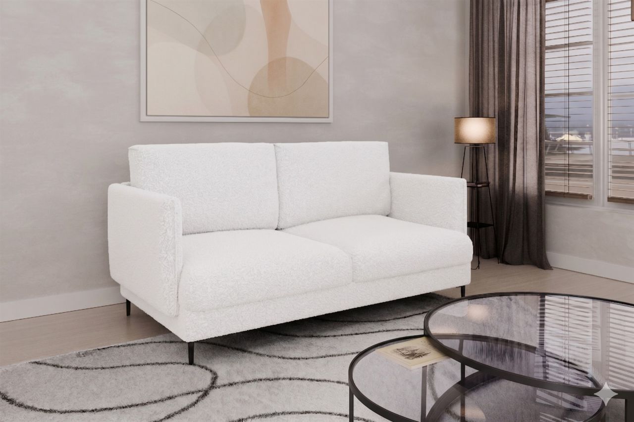 Fun Moebel Weiss Sofa Designersofa Helmer 2-Sitzer Stoff Baloo Weiß