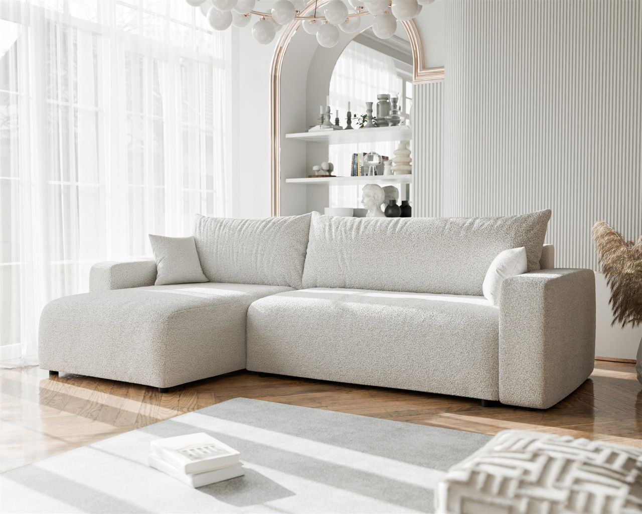 Fun Möbel Beige Ecksofa Mit Schlaffunktion Luna Max In Stoff Centaur Ottomane Links