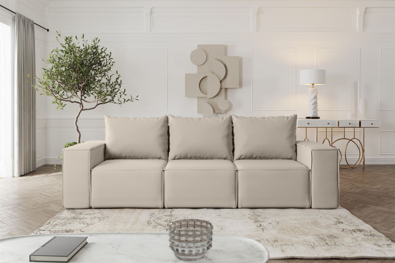 Sofa ersofa ESTELLE 3-Sitzer mit Schlaffunktion Stoff Opera Velvet Pearl