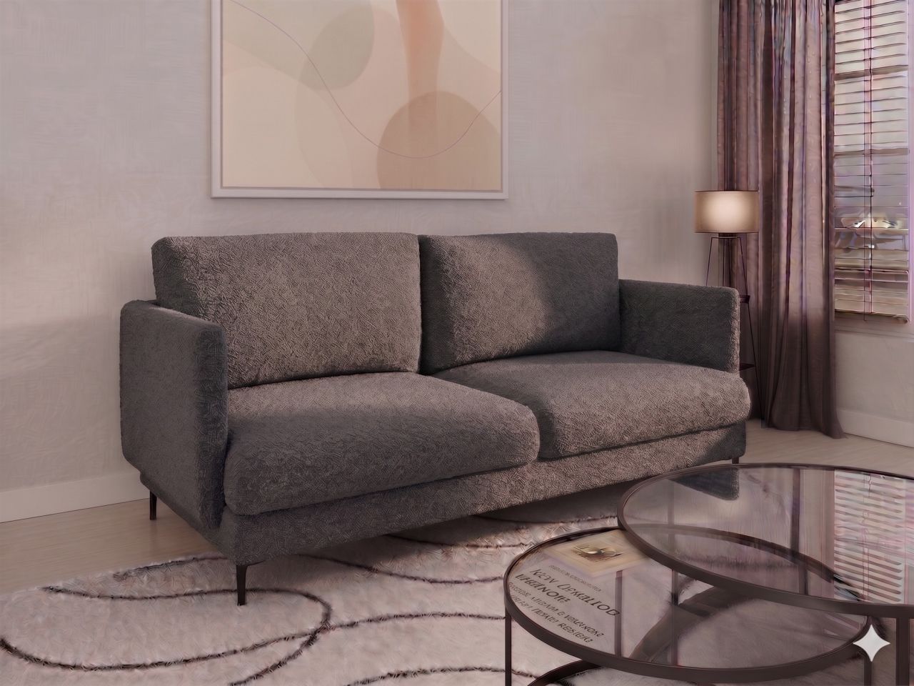 Fun Moebel Sofa Designersofa Helmer 3-Sitzer Stoff Baloo Grafit